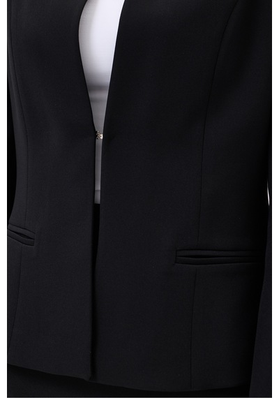 Velnara Moda Siyah Klasik Kadın Takım Elbise-sıfır Yaka Ceket & Kısa Kalem Etek Siyah - 927030108 Siyah Velnara Moda Siyah Klasik Kadın Takım Elbise-sıfır Yaka Ceket & Kısa Kalem Etek Siyah - 927030108 Siyah
