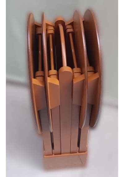 Çanta Zigon Sehpa Oval Dörtlü Model Ahşap Mdf Ceviz Renk Uyumu El Yapımı