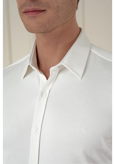 Efor G 1580 Slim Fit Ekru Klasik Gömlek Ekru