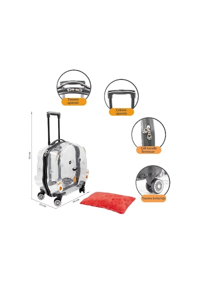 Lepus Wheel Bag Tekerlekli Kedi Ve Köpek Taşıma Çantası Pembe 42x44x23 Cm