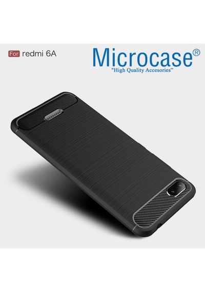Microcase Xiaomi Redmi 6A Brushed Carbonfibersilikontpu Kilif+Cam 277550567 - Seçenek / Cam Koruma-Cam Istiyorum