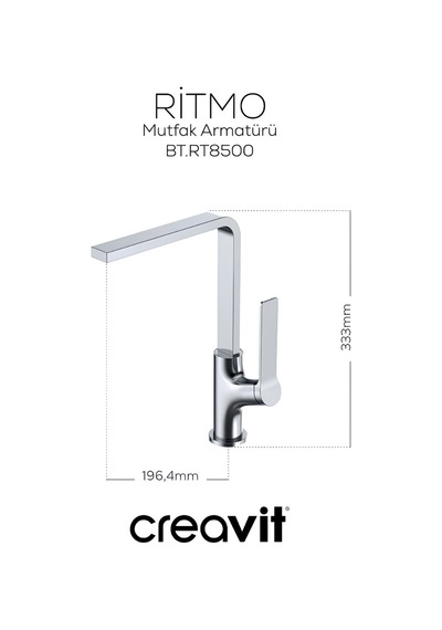 Creavit Ritmo Lavabo Banyo Eviye Bataryası 3'lü Set RT1500-RT2500-RT8500 Krom