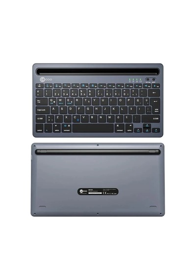 Lenovo Lecoo Bk100 Bluetooth V3.0 Çoklu Cihaz Uyumlu Şarj Edilebilir Kablosuz Gri Türkçe Q Klavye