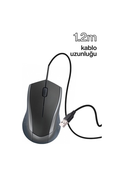 Concord Usb Kablolu 3d Optik Mouse 3 Tuş, Yüksek Dpı Hassasiyetli Bilgisayar Mouse C29mousegri