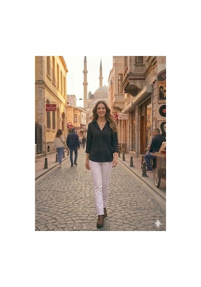 Zdnjeans Kadın Siyah Rahat Kesim Keten Gömlek