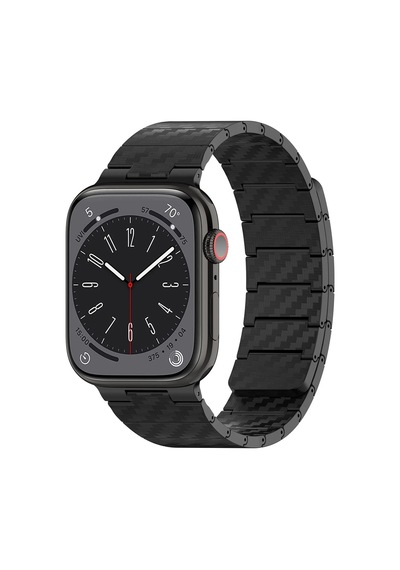 Movenchy - 973 - Apple Watch Uyumlu 45mm Carbon Steel Kordon - Csmo-tex - - Siyah