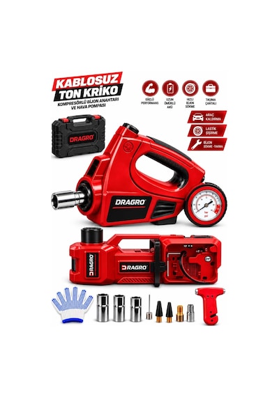 Dragro Drg-5t Elektrikli 5 Ton Hidrolik K Kriko Bijon Anahtarı Somun Sökme Takma Anahtari Krikosu