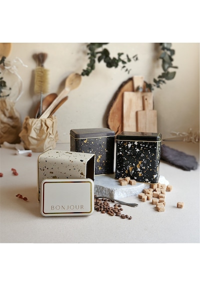 Terrazo Desenli Dikdörtgen Saklama Kabı 3 Lü Set 8 x 12 CM Çok Renkli