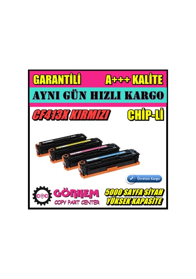 Hp M477Fdn / M477Fdw / M477Fnw Uyumlu Toner Kırmızı Cf413X Cf413A