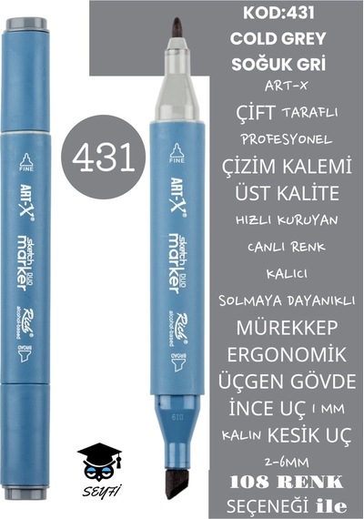 Çift Taraflı Profesyonel Çizim Kalemi Kalıcı Mürekkep Üçgen Gövde İnce Uç 1 Mm Kesik Uç 2-6mm Sketch