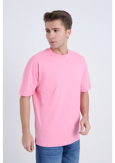 Velvoria Unisex Oversize Basic 3'lü Pembe Renk T-shirt Çok Renkli20