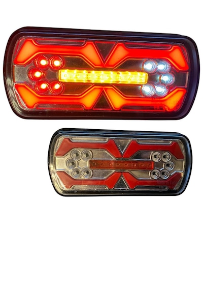 12v-24v Ultra Neon Led Dikdörtgen Stop Lambası 2 Adet Kurtarıcı Çekici Römork Karavan Kamyon Uyumlu