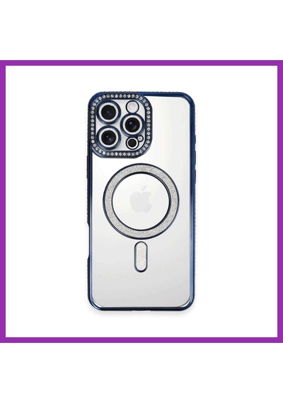 Bezos İphone 16 Pro Max Uyumlu Kılıf Joke Simli Magneticsafe Kılıf - Lacivert Bty