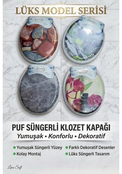 Lüks Puf Klozet Kapağı Kalın Süngerli Yumuşak Minderli Dekoratif Soğuk Önleyici Beyaz
