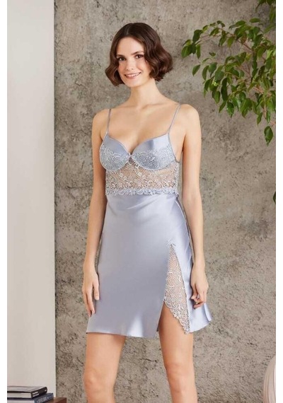 Pierre Cardin Saten Gecelik Sabahlık Pijama Takım Şort Takım 6'lı Gelin Çeyiz Seti Royal 001