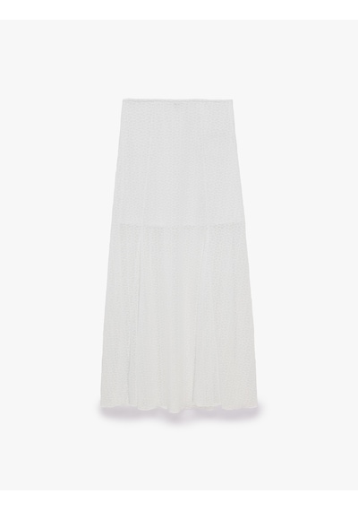 Koton Normal Bel Slim Fit Midi Dantel Etek Beyaz 6sak10067pk