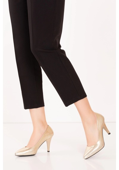 Gondol Hakiki Deri Stiletto-vdt.25 Dore Altın