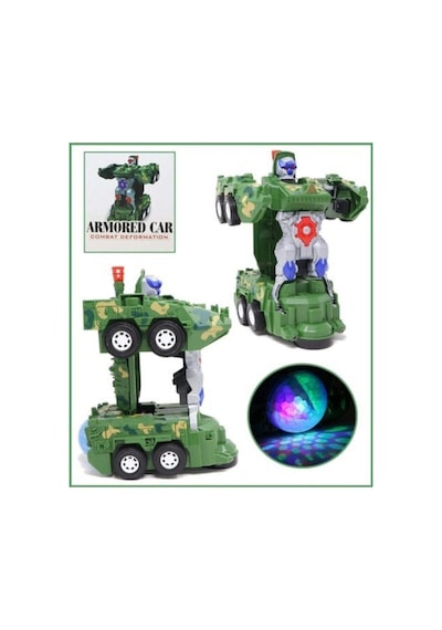 Tank Pilli Sesli Işıklı Çarp-dön Transformerss Tank Renkli