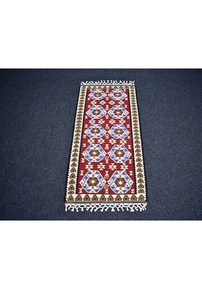 Zehra Abla Halı Yeni El Dokuma Otantik Doğu Anadolu Van Yün Kilim 7305 Çok Renkli