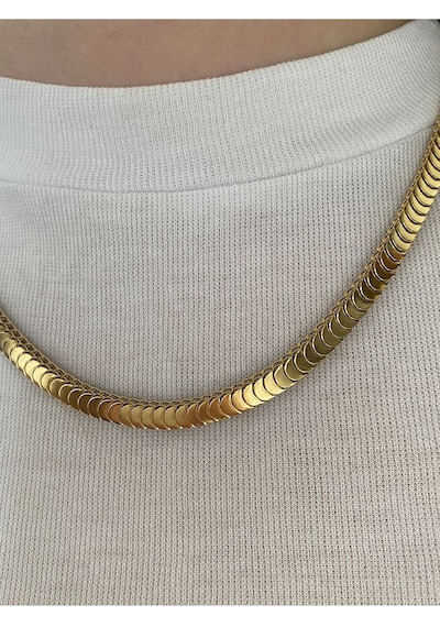 Sıralı Yarım Halka Çelik Kararmaz Kadın Gold Kolye Altın Sıralı Yarım Halka Çelik Kararmaz Kadın Gold Kolye Altın