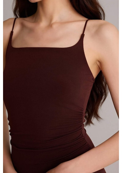 Defacto Bodycon Vücudu Saran Askılı Maxi Elbise H6454ax26smbn207 Kahve-bn207