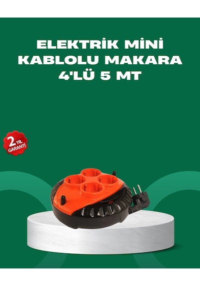 5 Metre Kablolu 4 Lü Kırmızı Priz Makara 1