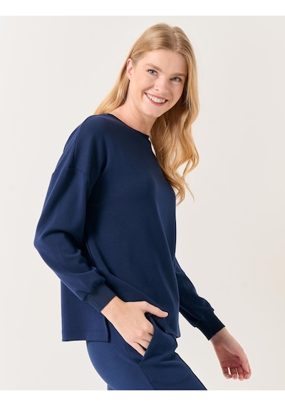 Jimmy Key Lacivert Bisiklet Yaka Uzun Kollu Oversize Sweatshirt Lacivert