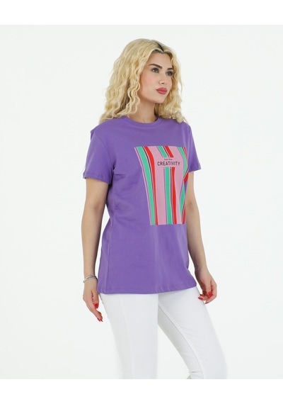 Sortie Collection Creativity Baskılı Tshirt Mor
