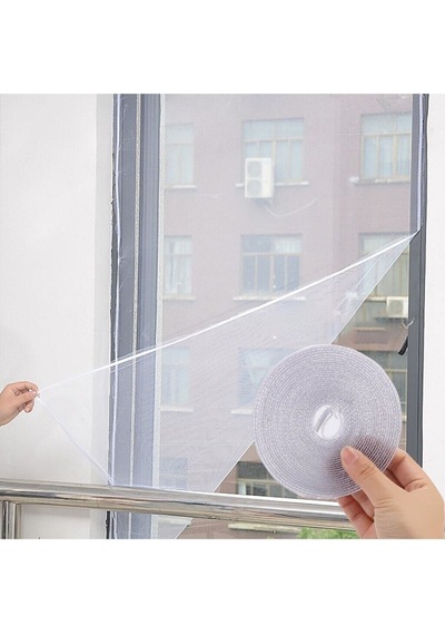 100 150 Cm Hazır Pencere Sinekliği 5 Mt Bant Hediye Tak Çıkar Tül Kesilebilir Cırt Bantlı Sineklik T
