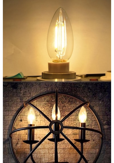 Şeffaf Cam C35 Rustik Led Filament Ampul 4w E14 Gün Işığı Vintage