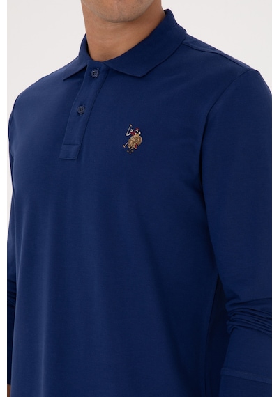 U.S. Polo Assn. Erkek Regular Fit Polo Yaka İndigo Basic Sweatshirt 50313772-VR028