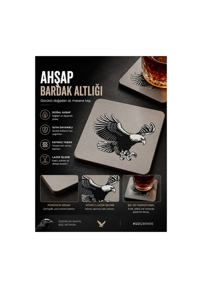 Beşiktaş Lisanslı Ahşap Bardak Altlığı Gri