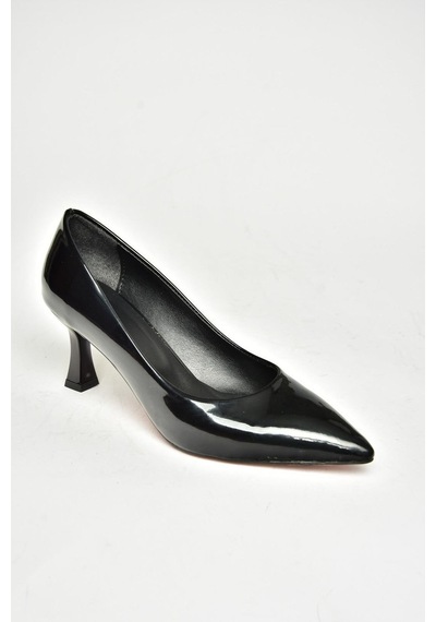 Fox Shoes T676032008 Siyah Rugan Kalın Topuklu Kadın Ayakkabı Siyah