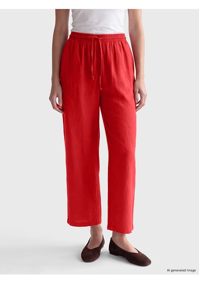 Lcw Modest Kırmızı Beli Lastikli Kadın Geniş Paça Pantolon