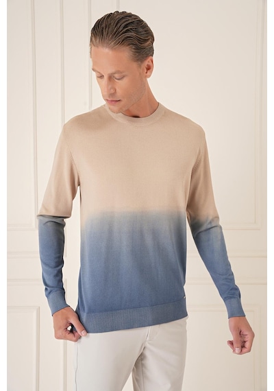 Efor Slim Fit Degrade Desen Bisiklet Yaka Mavi Triko Tr 866 Mavi