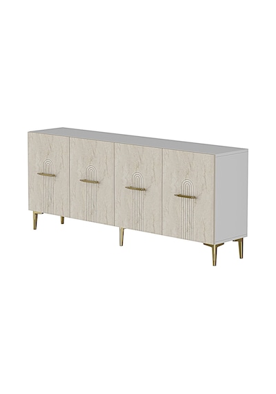 Ka1808btg İda Konsol ,tv Sehpası Beyaz-traverten-gold 180cm