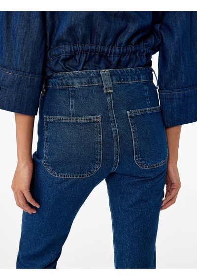 Koton Yüksek Bel Düğmeli Dar Kesim Cep Detaylı Pamuklu İspanyol Paça Jean Pantolon - Flare Jeans Koyu İndigo 6wal40163md Dark Indigo Koton Yüksek Bel Düğmeli Dar Kesim Cep Detaylı Pamuklu İspanyol Paça Jean Pantolon - Flare Jeans Koyu İndigo 6wal40163md Dark Indigo