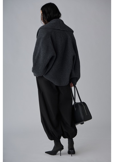 Suud Collection Antrasit Mana Oversize Yün Triko Hırka