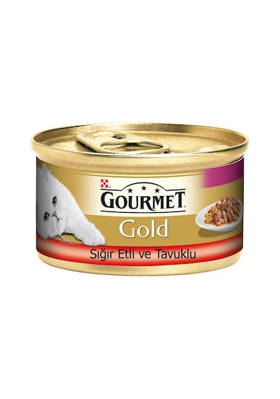 Gourmet Gold Sığır Etli ve Tavuklu Konserve Yetişkin Kedi Maması 6 x 85 G