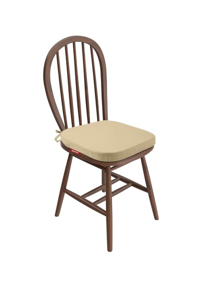 Sandalye Minderi Oval 42x42x5 Cm Fermuarlı Yıkanabilir Kılıf, Bağcıklı Kaymaz, Leke Tutmaz Oturma Minderi Bej Diğer