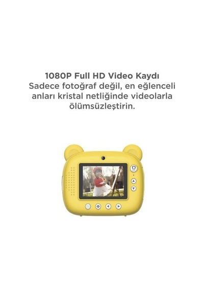 Torima Trm-cmr14 Sarı Dijital Video Kayıt Fotoğraf Çocuk Kamerası Anlık Termal Resim Kağıt Baskılı Yazıcı