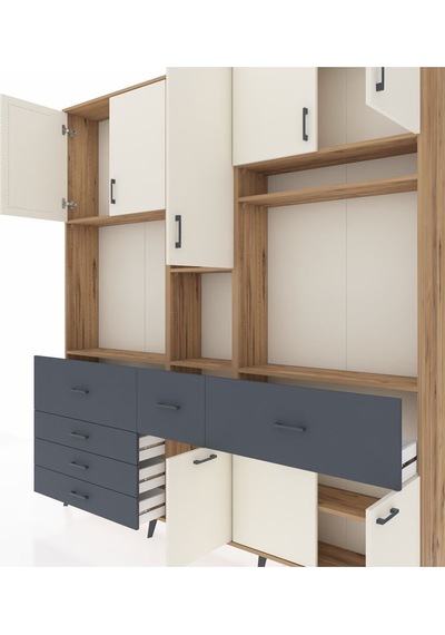 Arges Dolap 10 Raflı 6 Çekmeceli 8 Kapaklı 220x30x243 Çam-aytaşı/antrasit Aytası/antrasıt Arges Dolap 10 Raflı 6 Çekmeceli 8 Kapaklı 220x30x243 Çam-aytaşı/antrasit Aytası/antrasıt