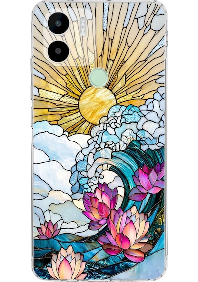 Printify Redmi A1 Plus İle Uyumlu Vitray Okyanus Sabahı Tasarımlı Şeffaf Silikon Kılıf Şeffaf