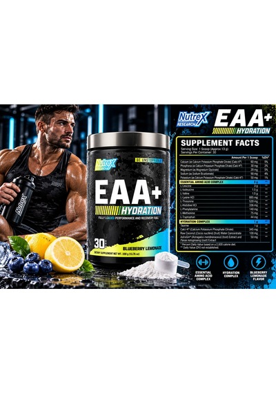Nutrex Research Eaa Hydration Essential Amino Acid Complex 390 G - Blueberry Lemonade
