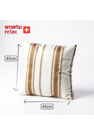 Smarto Relax Içi Dolgulu Kırlent 45x45 Cm Kare Salon & Berjer Kırlenti Beyaz - Kahverengi