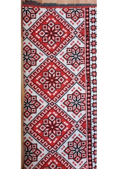 Makine Dokuması Çiçekli Desenli 3 Mekik Kırmızı Kalın Kilim