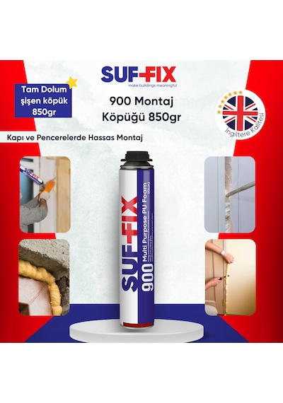 Suf-fix 900 Tabancalı Montaj Köpüğü 750ml Profesyonel Pu Köpük Isı Ses Yalıtım