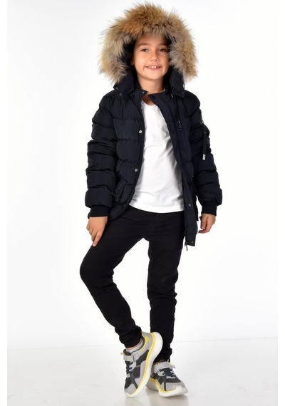 Benitto Kids Erkek Çocuk Natürel Kürklü Mont 51254-lacivert Lacivert