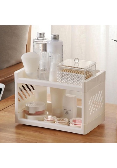 2 Katlı Çok Amaçlı Makyaj Organizeri Şeffaf Akrilik Takı & Kozmetik Düzenleyici Banyo, Mutfak Ve Çalışma Odası İçin Raf Modern Ve Yer Tasarruflu