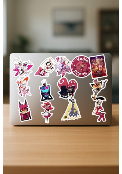 Hazbin Hotel Anime Animasyon Alastor Laptop Bullet Journal Yapışkanlı Folyo Sticker Paketi 21 Adet Çok Renkli